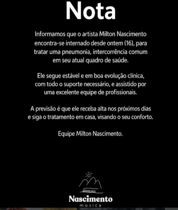 Nota Interna&ccedil;&atilde;o Milton Nascimento