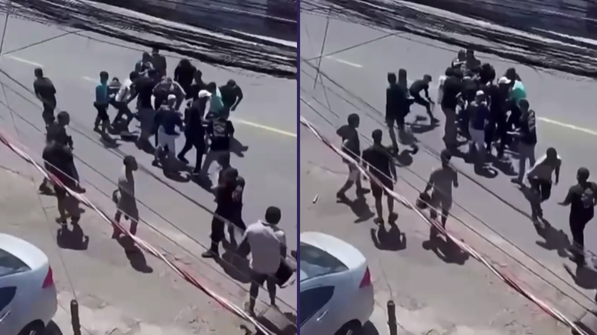 Homem é cercado e agredido por grupo durante briga de torcidas no Cabula, em Salvador