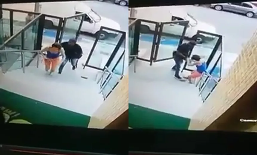 Mulher reage a assalto e é agredida por homem armado em prédio no Imbuí; assista