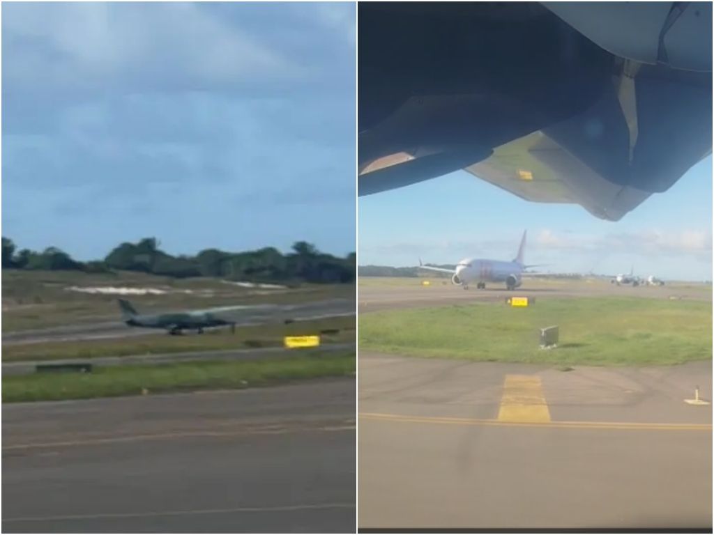 Por causa do avião da FAB que furou o pneu, diversos voos chegaram e saíram com atraso entre 30 minutos e 1h20. Foto: Redes Sociais e Pablo Reis/TV Aratu
