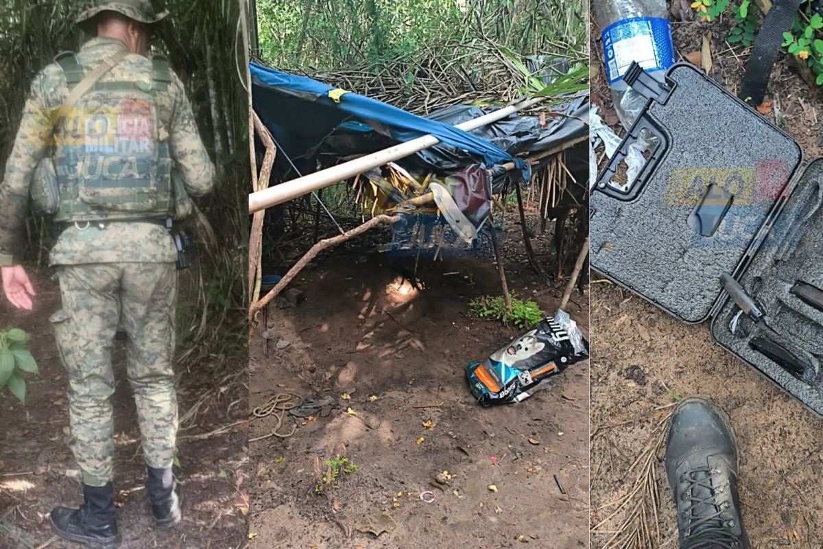 PM desmonta acampamento do tr&aacute;fico em Barro Duro, em Salvador. Foto: Reprodu&ccedil;&atilde;o/Al&ocirc; Juca