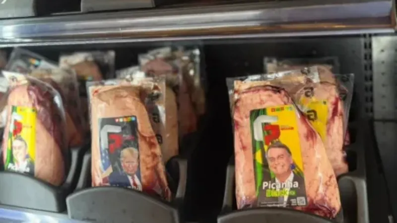 Imagem das carnes nobres com o rosto do bolsonaro  