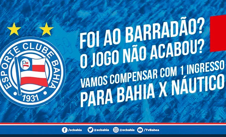Bahia dá ingresso para jogo diante do Náutico aos torcedores que foram ao Ba-Vi; Entenda