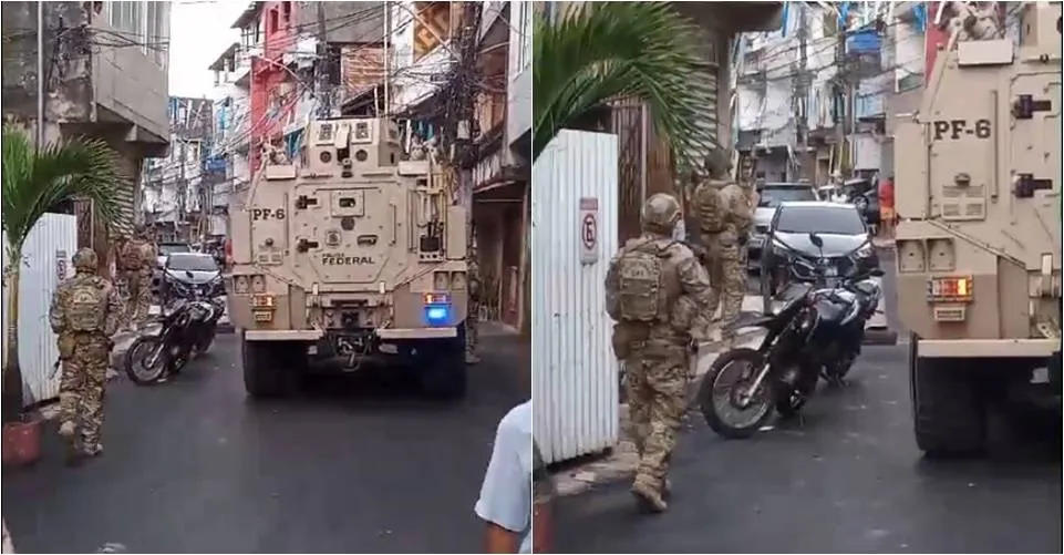 PF coloca veículo de guerra na rua para levar intimação a homem no Curuzu