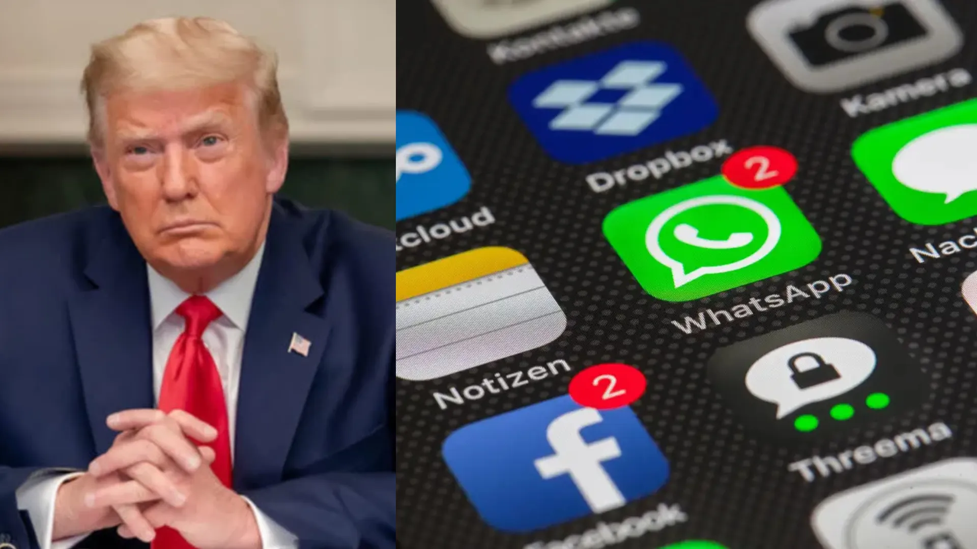 Trump promete retaliar países que regularem big techs americanas. Foto: Divulgação / Casa Branca - Pixabay / Wikimedia