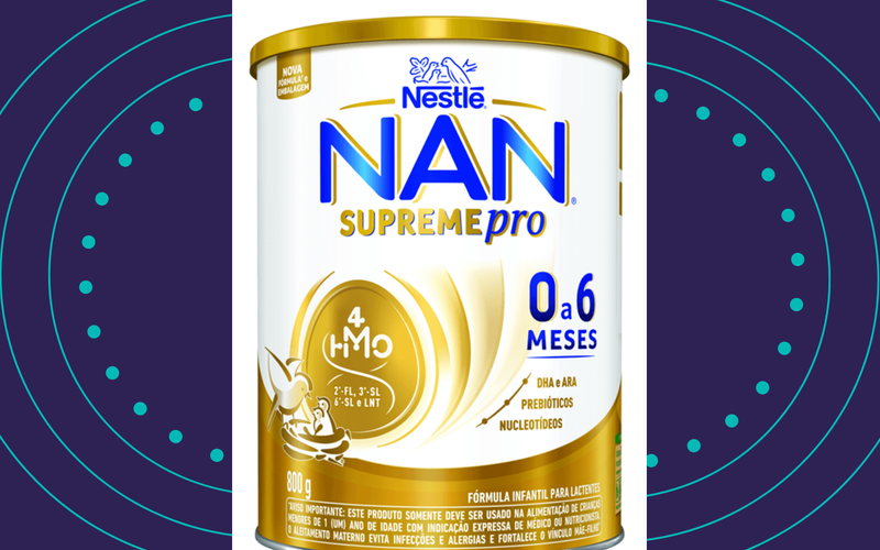 O NAN Supreme Pro (0-6 Meses) 400g &eacute; uma f&oacute;rmula infantil da Nestl&eacute; para beb&ecirc;s de 0 a 6 meses, com prote&iacute;nas do soro do leite parcialmente hidrolisadas para f&aacute;cil digest&atilde;o/Foto: Divulga&ccedil;&atilde;o/Nestl&eacute;&nbsp;