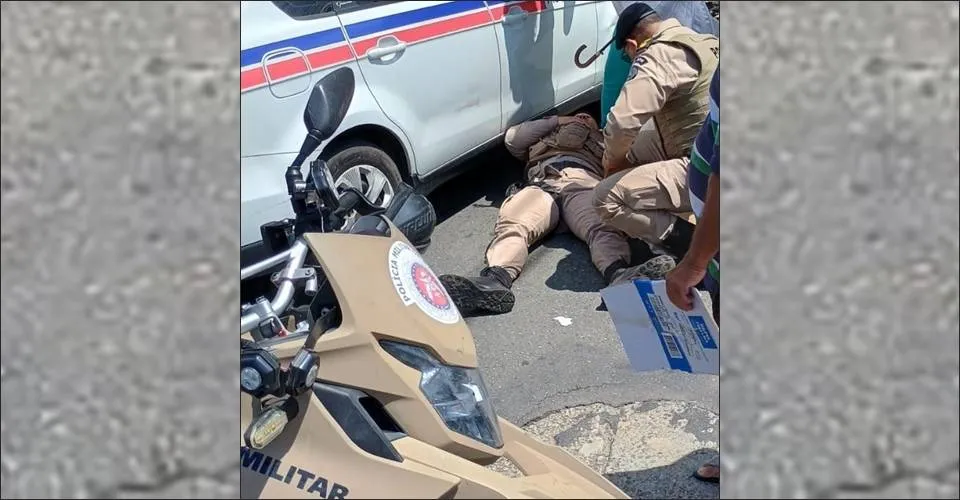A bordo de motocicleta, PM se envolve em acidente tentando abordar suspeito no Garcia