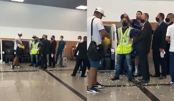 Vídeo: torcedores protestam durante embarque do Bahia; atacante Gilberto presta queixa contra dois envolvidos 