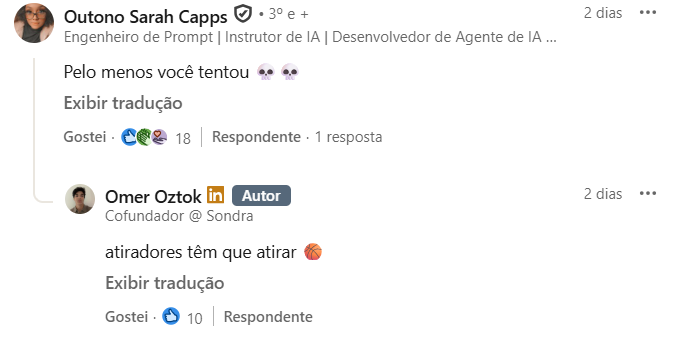  Ömer Öztok ganhou destaque recentemente ao se candidatar para ser o CEO da OpanAI | Foto: Comentários no Linkedin  