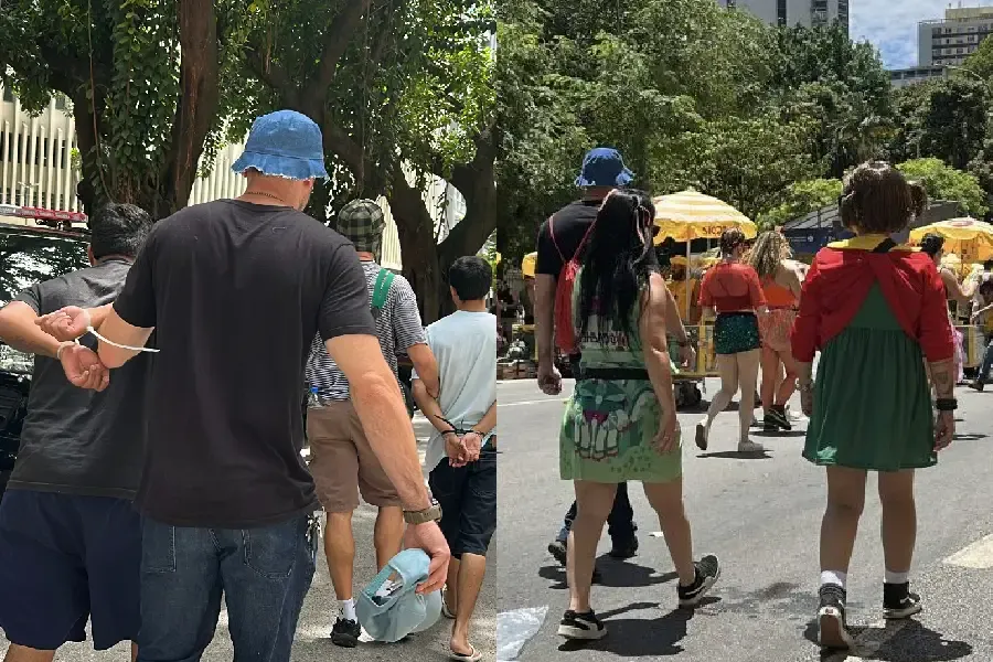 Policiais fantasiados de 'Turma do Chaves' prendem 5 suspeitos de tráfico em bloquinho