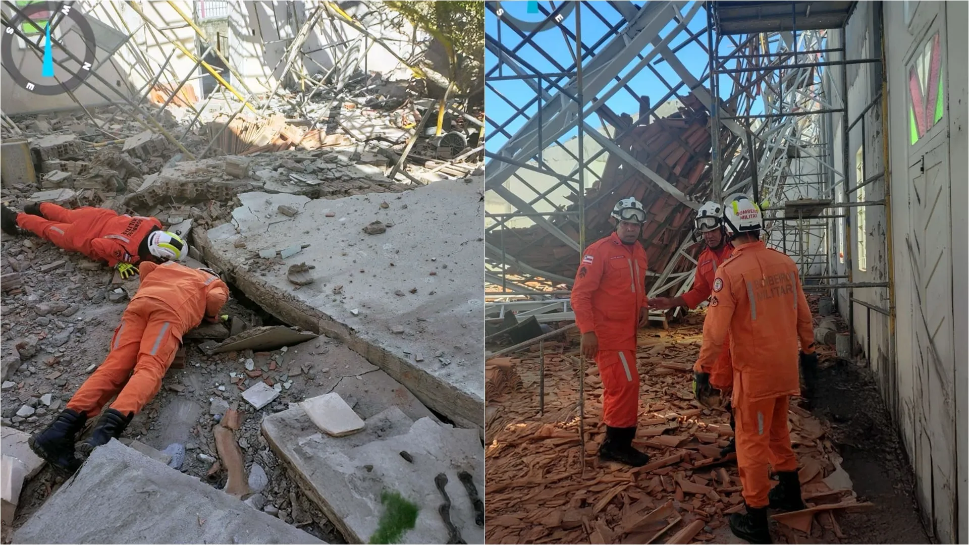 Telhado de igreja desaba e deixa vários feridos em Jequié; veja fotos