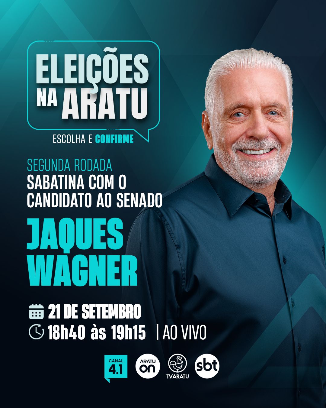 Jaques Wagner participa de sabatina na TV Aratu. Foto: Divulga&ccedil;&atilde;o