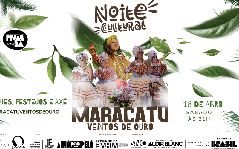 A Noite Cultural do Maracatu Ventos de Ouro comemora 11 anos de resist&ecirc;ncia e cultura afro-brasileira no dia 18 de abril de 2026 no Largo Tereza Batista/Foto: Divulga&ccedil;&atilde;o&nbsp;