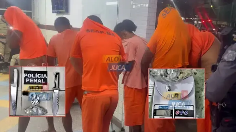 Seis detentos são flagrados com armas e drogas em presídio de Salvador.