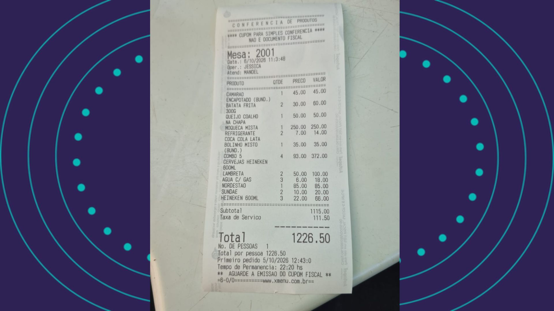 Casal &eacute; conduzido &agrave; delegacia ap&oacute;s se recusar a pagar conta de R$ 1,2 mil em restaurante de Salvador