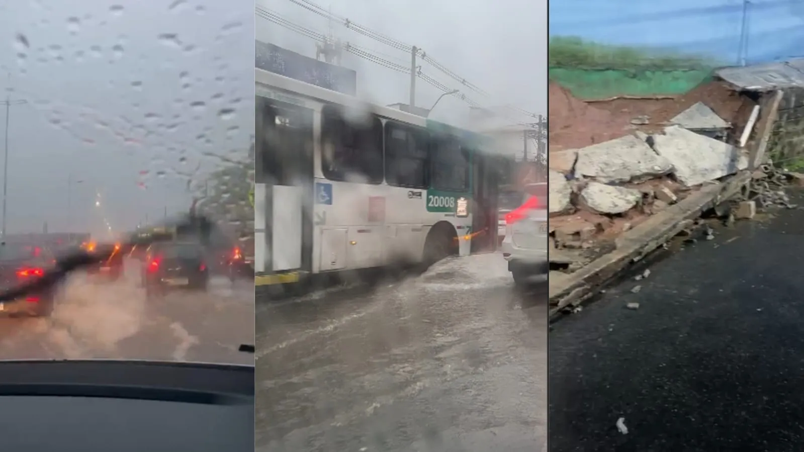 Chuva em Salvador causa deslizamentos, alagamento e queda de árvore
