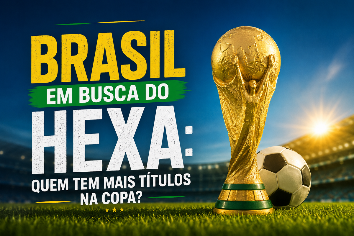 Em busca do hexa, Brasil tem mais t&iacute;tulos na Copa do Mundo. Foto: Ilustra&ccedil;&atilde;o | IA/Chatgpt