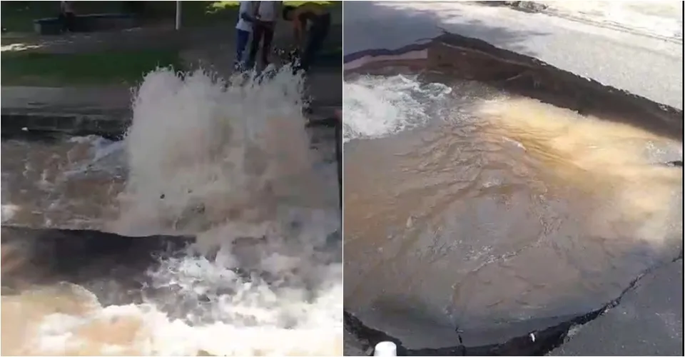 VÍDEO: Rompimento de tubulação faz cratera em rua de São Caetano