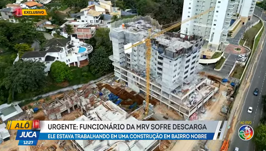 Funcionario Sofre Descarga Eletrica Em Obra Da MRV Em Patamares. | Foto: TV Aratu 