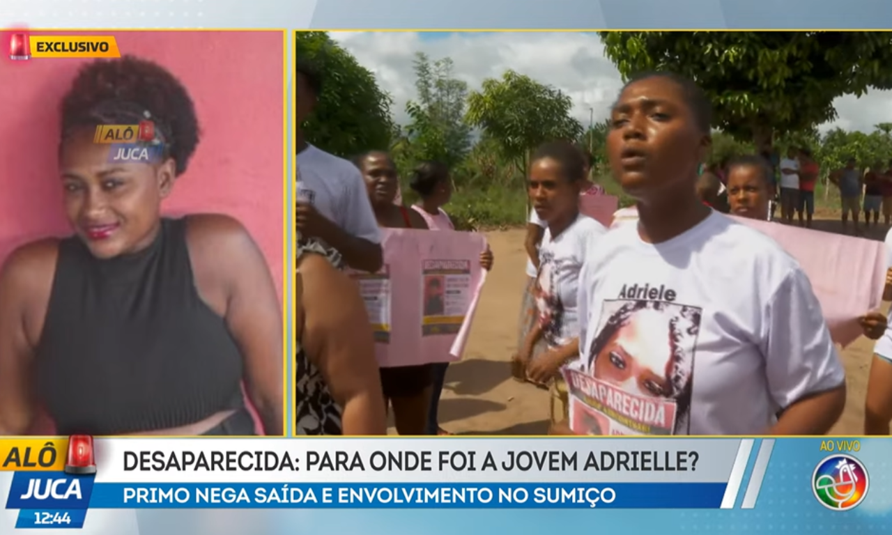 Fam&iacute;lia acusa primo e cobra respostas por jovem desaparecida na Bahia.Foto: TV Aratu 