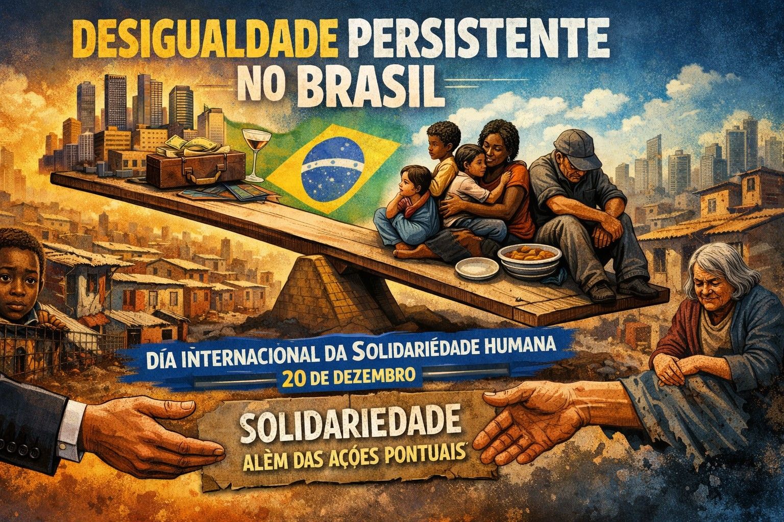Pobreza e desigualdade no Brasil. Foto: Feito por IA (ChatGpt)