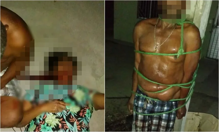 Homem é ‘preso’ em poste após espancar e empurrar mulher em escada na cidade de Jacobina