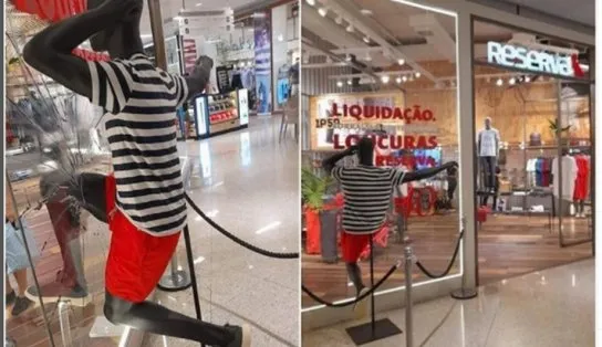 Após repercussão negativa, marca de roupas retira manequim preto quebrando loja em shopping de Salvador