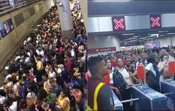 Falha no metrô causa aglomeração e transtornos entre as estações Lapa e Acesso Norte