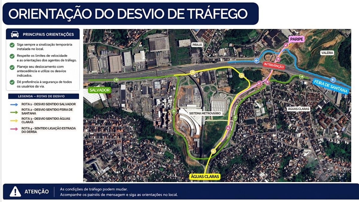 Desvio no tr&acirc;nsito da BR-324. Foto: CTB