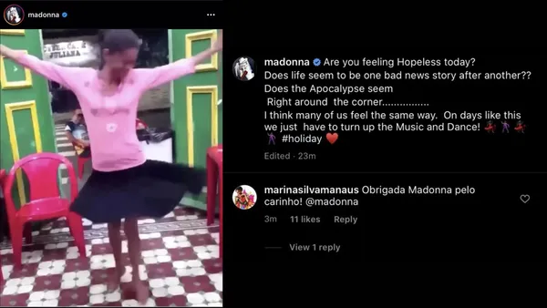 Madonna compartilhou o vídeo de Solange nas redes sociais em 2020