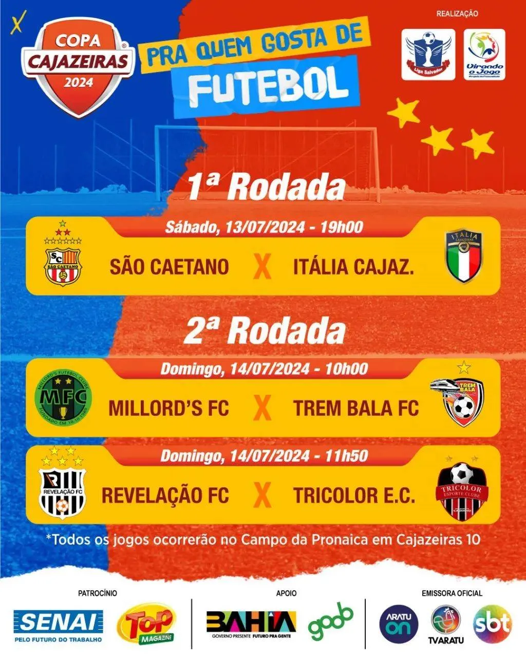 Três confrontos marcam o segundo fim de semana da Copa Cajazeiras 2024