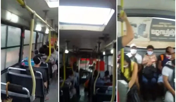 "Chuva no 'buzu'": passageiros mostram ônibus sem parte do teto em Lauro de Freitas e motorista ameaça parar