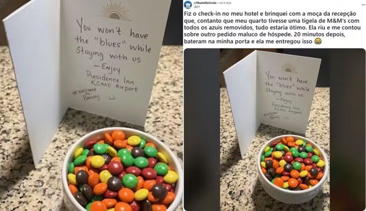 Hóspede Pede Tigela De M&ms Sem Os Azuis E Recebe Investida De Hotel