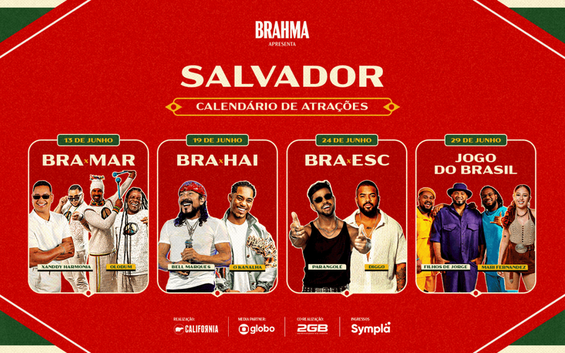 Al&eacute;m de acompanhar os jogos da Sele&ccedil;&atilde;o Brasileira, o p&uacute;blico poder&aacute; aproveitar apresenta&ccedil;&otilde;es da m&uacute;sica baiana, &agrave;s margens da Ba&iacute;a de Todos-os-Santos/Foto: Divulga&ccedil;&atilde;o&nbsp;