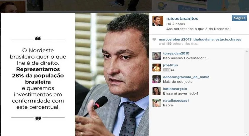 Rui Costa defende que 28% dos investimentos federais sejam destinados ao Nordeste