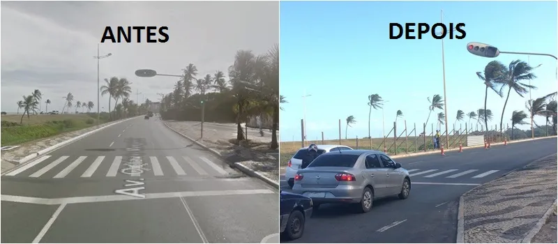 VENTANIA: Sinaleira entorta na orla de Salvador e dificulta visualização de motoristas