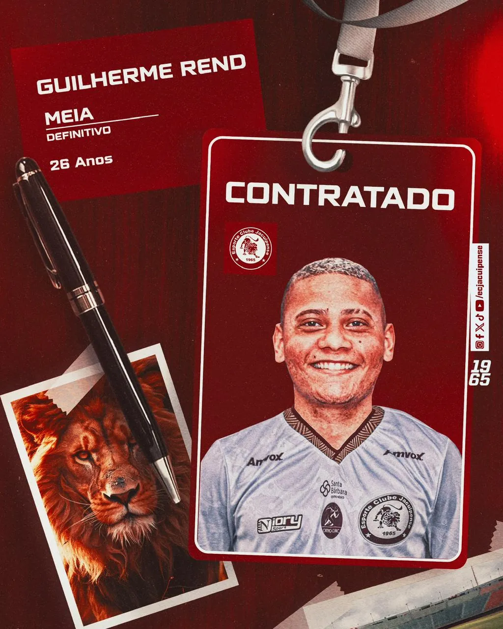 Jacuipense anuncia retorno do volante Guilherme Rend, ex-Vitória