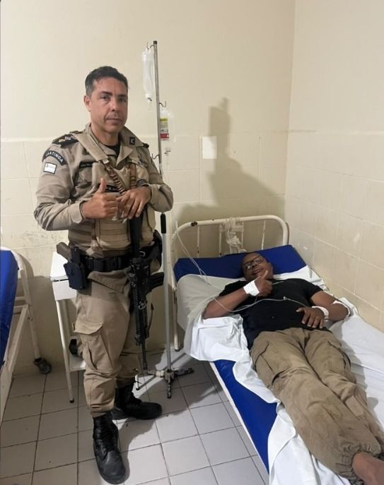 Major da PM salva Sargento ap&oacute;s ataque de abelhas. Foto: Divulga&ccedil;&atilde;o | DCS/PMBA