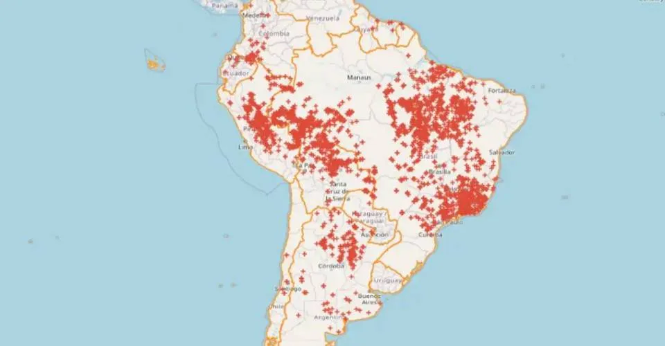 Brasil concentra 71,9% das queimadas na América do Sul nas últimas 48h
