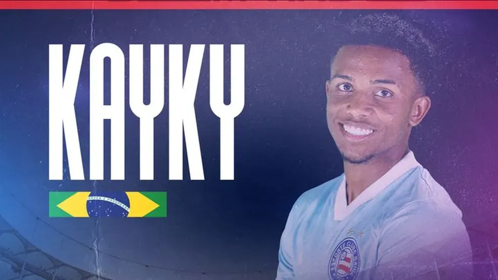 Kayky quando foi apresentado pelo Bahia em 2023. Foto: Divulgação/Bahia