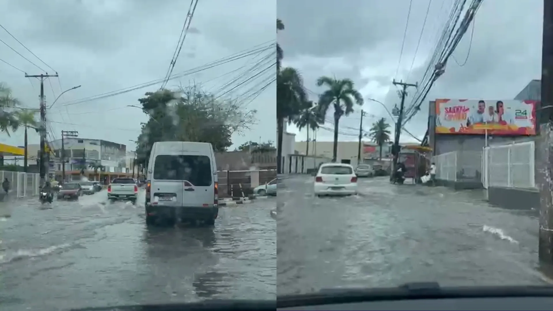 Lauro de Freitas amanhece alagada após temporal; vídeos