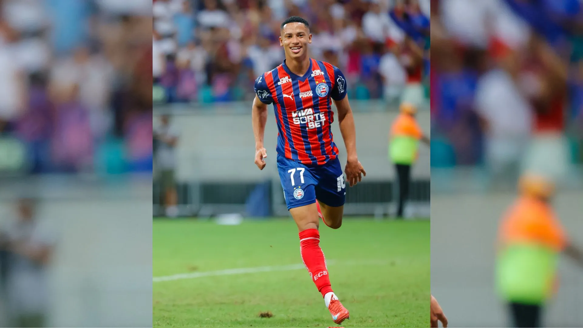 Tiago fez 3 gols no 1º tempo de Bahia x Confiança