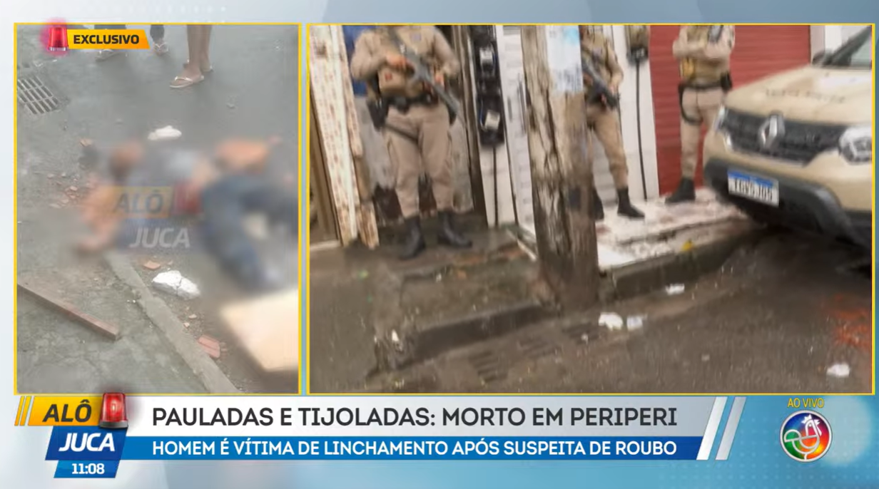 Homem E Espancado Por Populares Apos Tentativa De Assalto Em Periperi. Foto: Reprodu&ccedil;&atilde;o TV Aratu 