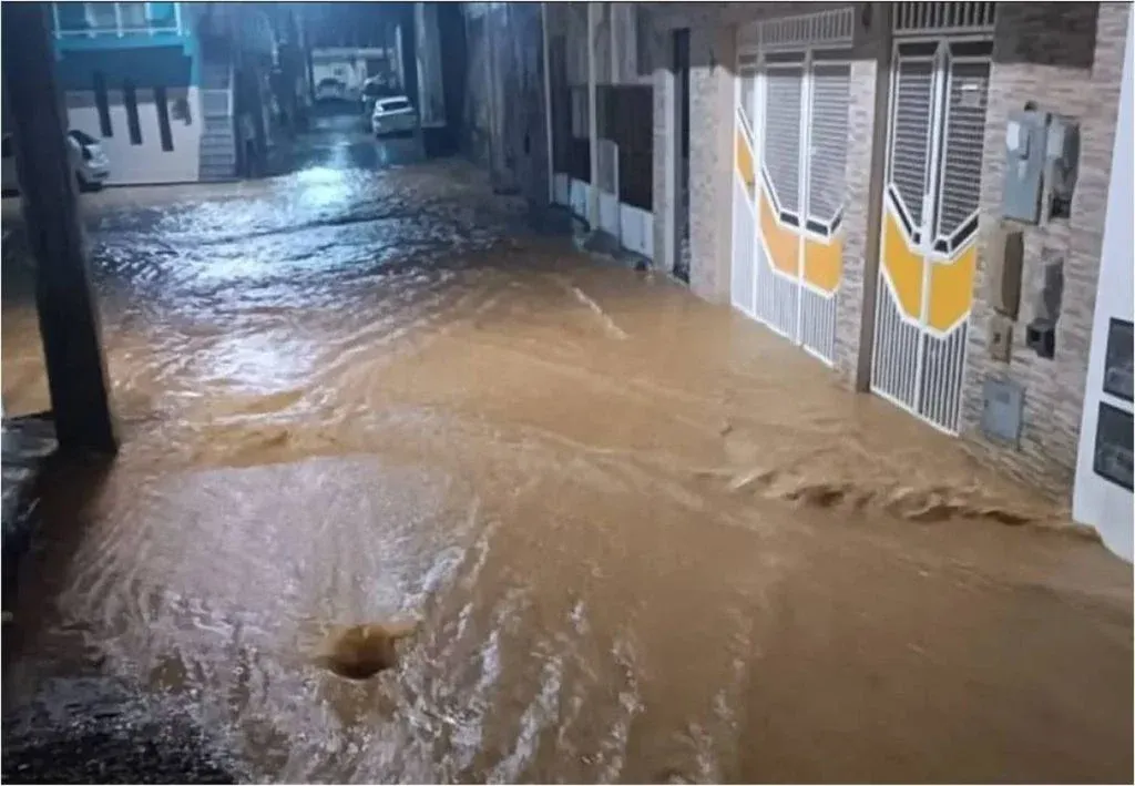 Alagamento no município de Nazaré, no Recôncavo baiano. Foto: Redes Sociais