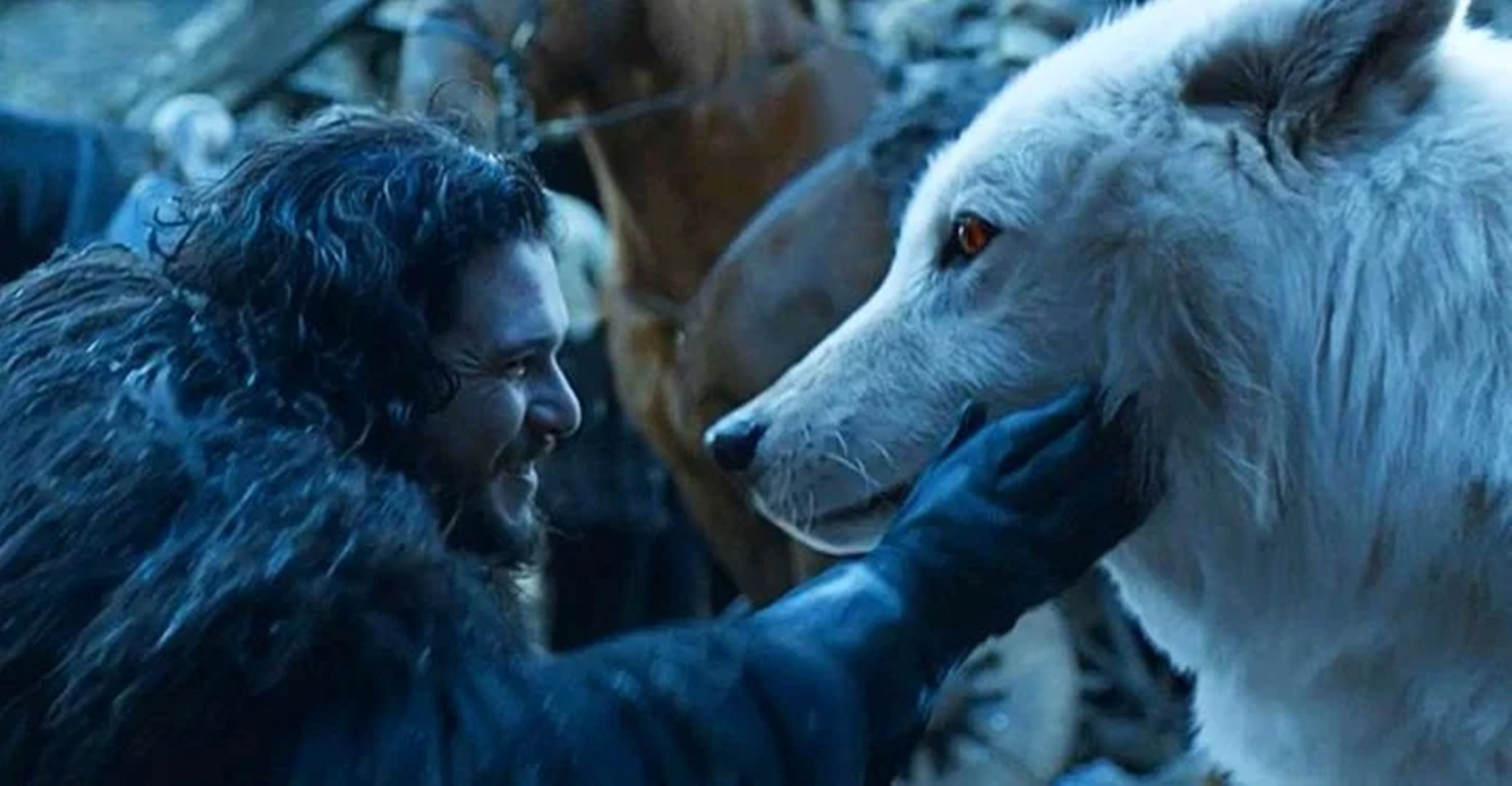Cena de Game of Thrones (GOT) com representação do lobo-terrível