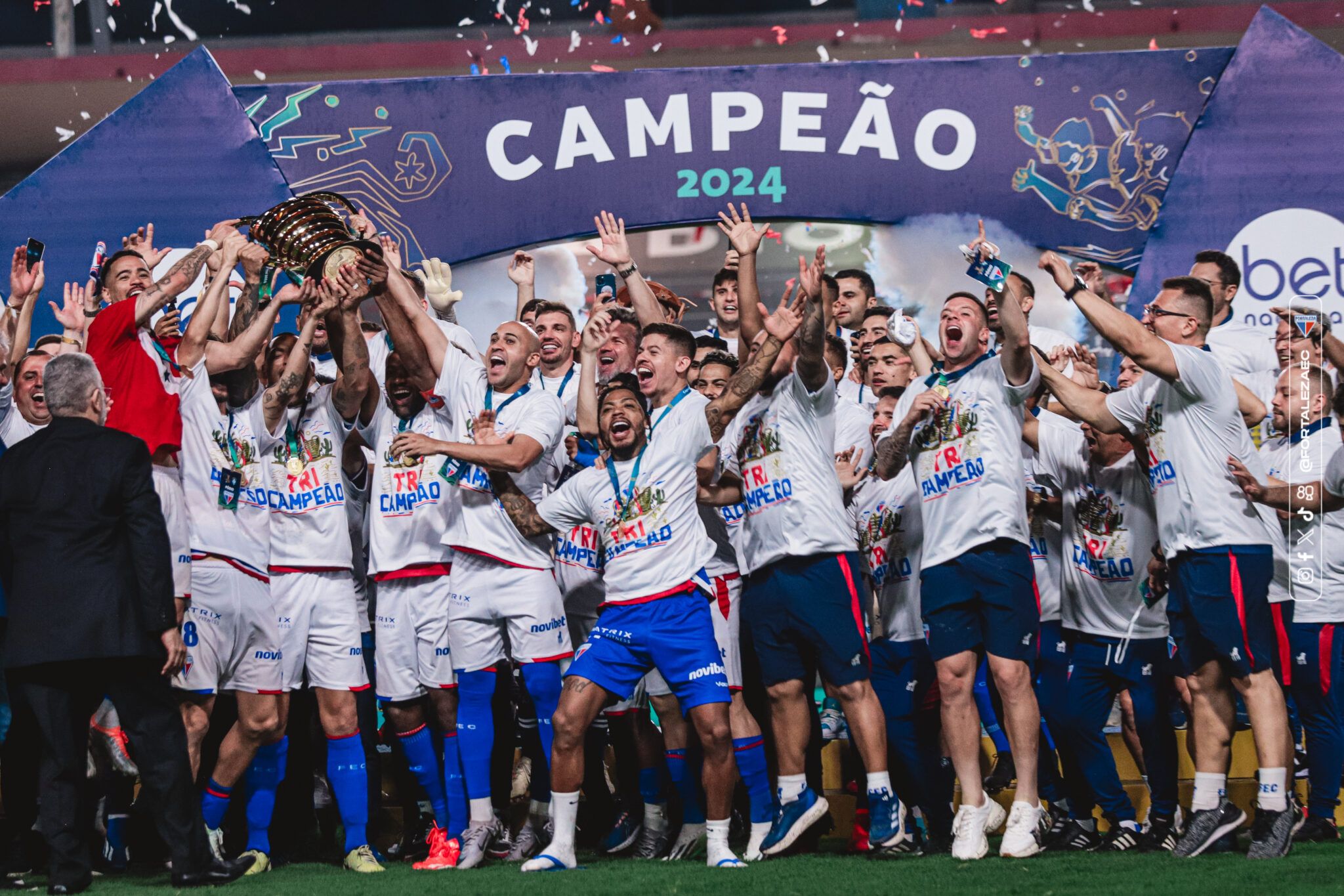 Fortaleza campe&atilde;o da Copa do Nordeste 2024. Foto: Matheus Lotif/Fortaleza