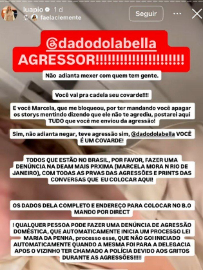 Luana Piovani Expôe Suposta Agressão De Dado Dolabella a Namorada. | Foto Reprodução Instagram