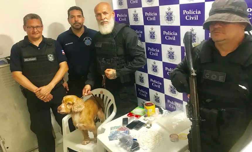 FLAGRA: Cães farejadores encontram drogas escondidas dentro de restaurante
