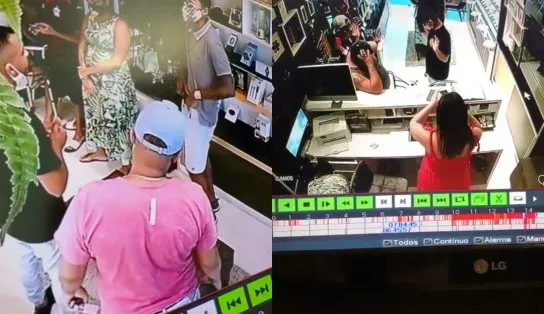 Vídeo: dupla invade loja em Feira de Santana, rouba celulares e dono calcula prejuízo de quase R$ 8 mil 