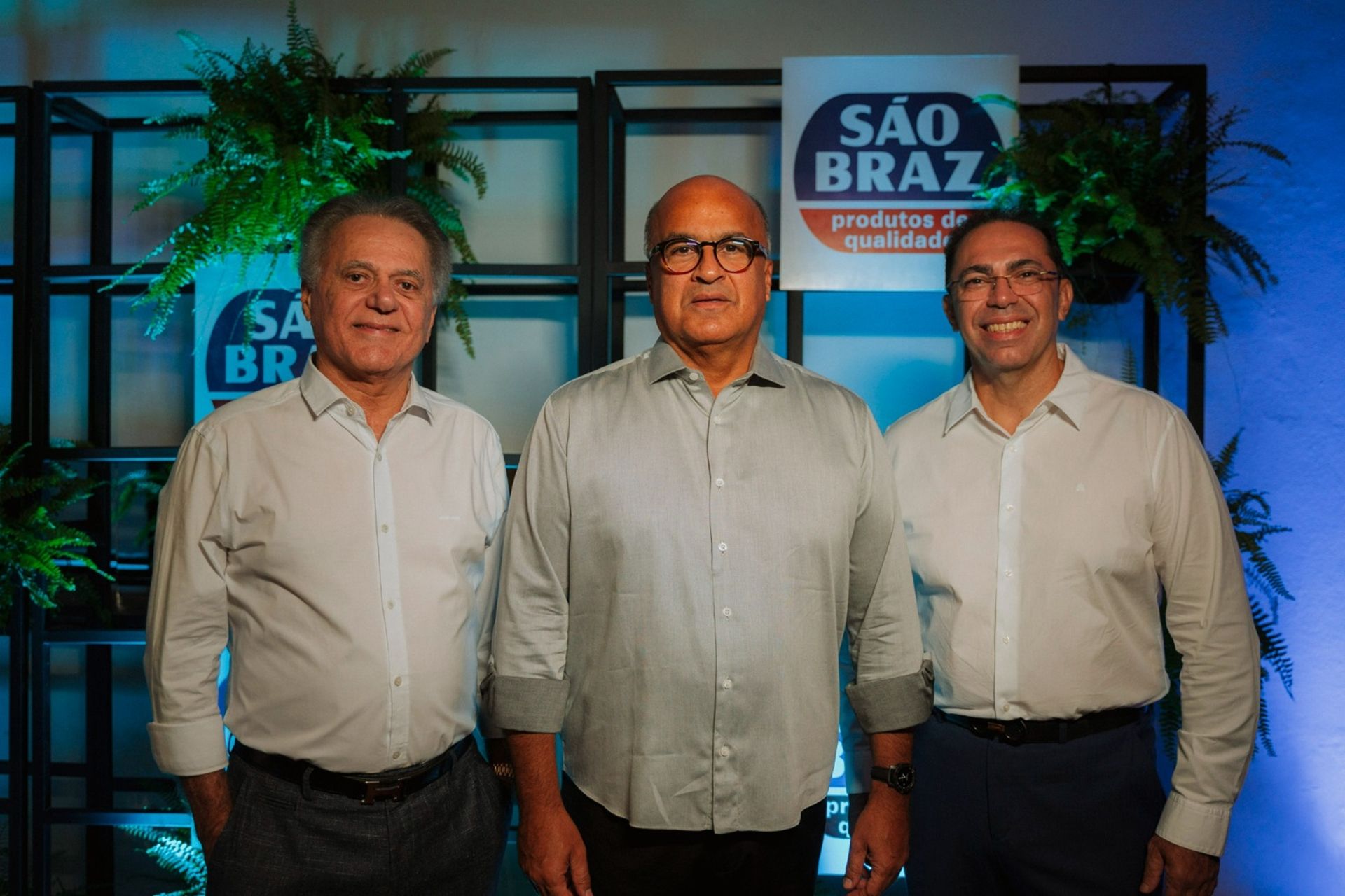 Presidente da São Braz, Leonel Freire, o presidente do Conselho, Eduardo Carlos e Walber Santos, diretor comercial | Crédito: Enzo Ângelo